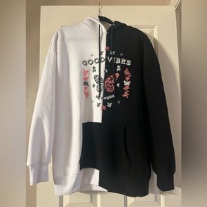 Justify black & white hoodie size L EUC